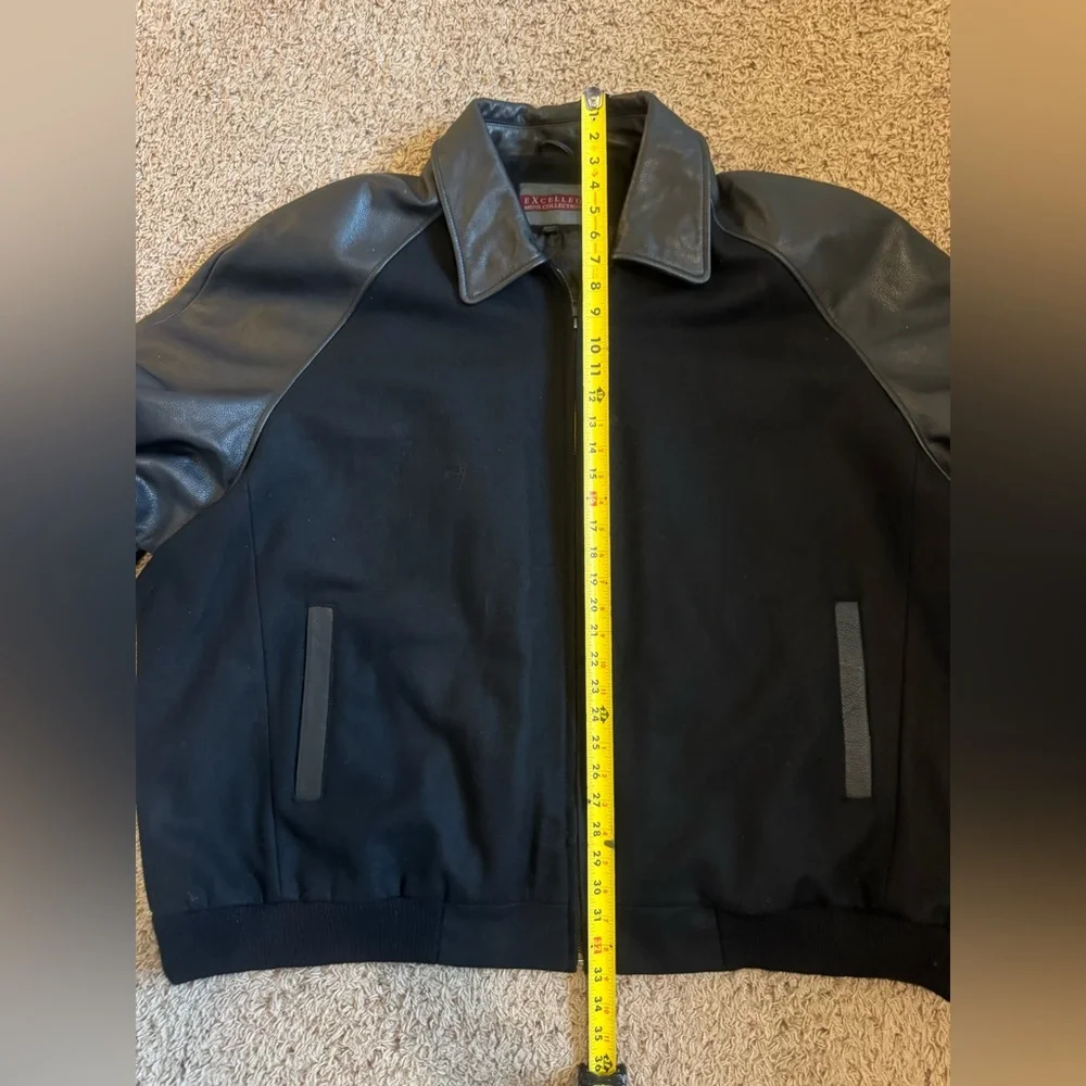 Excelled Men’s Collection Black Bomber Jacket with Leather Sleeves XXXXL